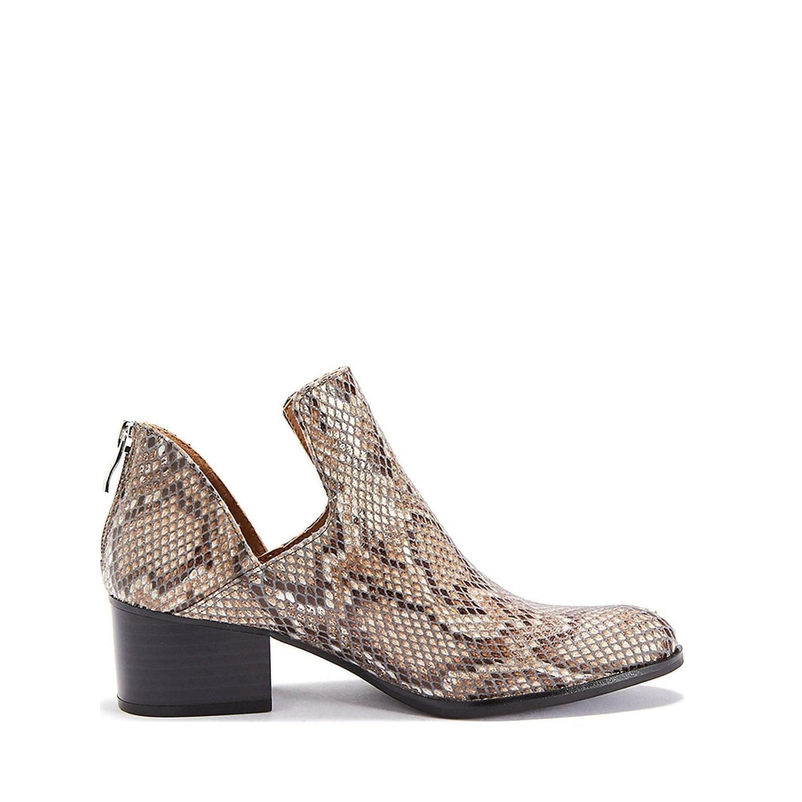 Women's Snake Print Ankle Booties - Trendy Cutout Block Heel Boots