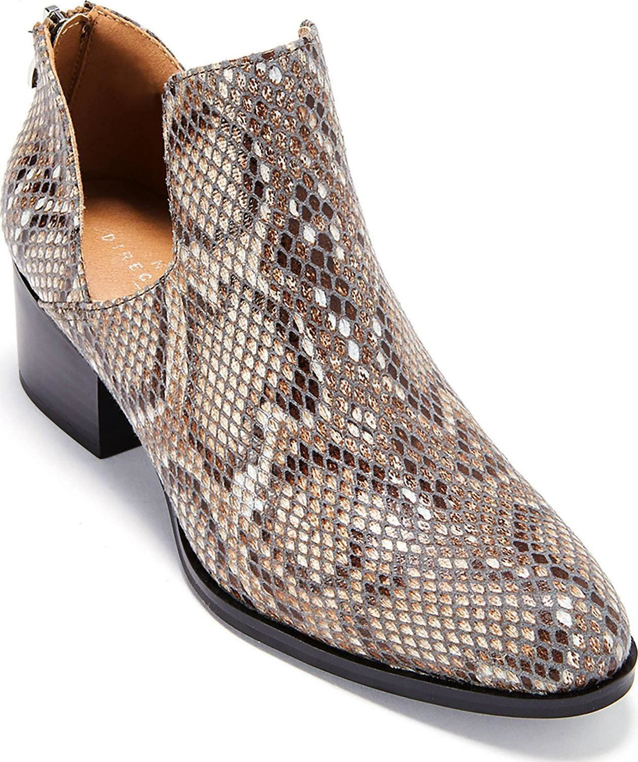 Women's Snake Print Ankle Booties - Trendy Cutout Block Heel Boots